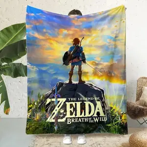 Hyrule Heritage Blanket Triforce Golden Design Ultra Soft Flannel Fabric All Season Comfort Essential For Gaming Marathons Camping Trips Ultimate Zelda Fan Gift