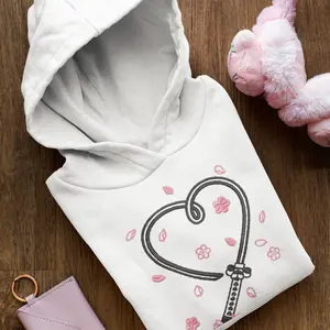 Embroidered Mitsuri Sword Hooded Sweatshirt for Men - Soft Cotton Blend - Menswear