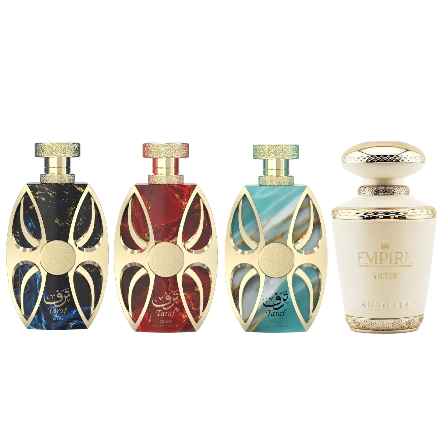 Oudlash Bundle | Taraf Rouge + Verde + Bleu + Khadlaj Empire Victor | Unisex Fragrance | 100 ML - 3.4 OZ | Eau De Parfum | Vanilla - Caramel & Lemon