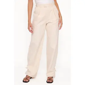 Asher Tie Detail Tapered Leg Pants - Cream