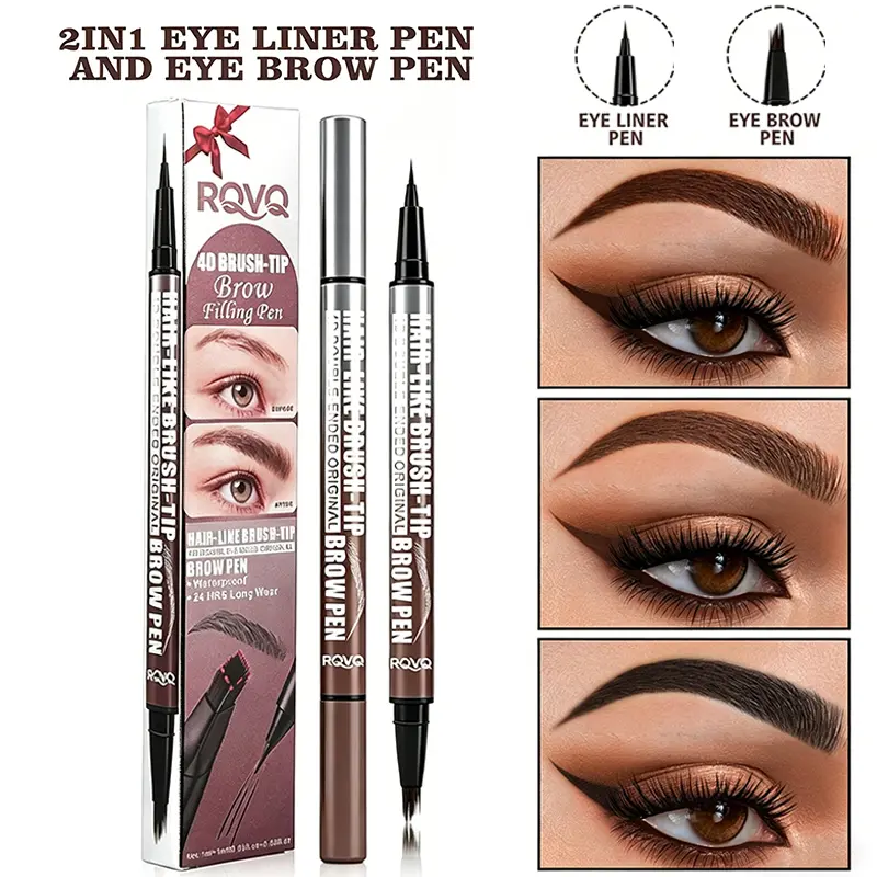 2-in-1 Waterproof Eyebrow Pen with Dual-Ended Precision Brush – Natural Clear Definition, Smudge-Proof & Long-Lasting, Easy for Beginners & Beauty Lovers, Creates Sharp Brows for Daily Wear, Makeup