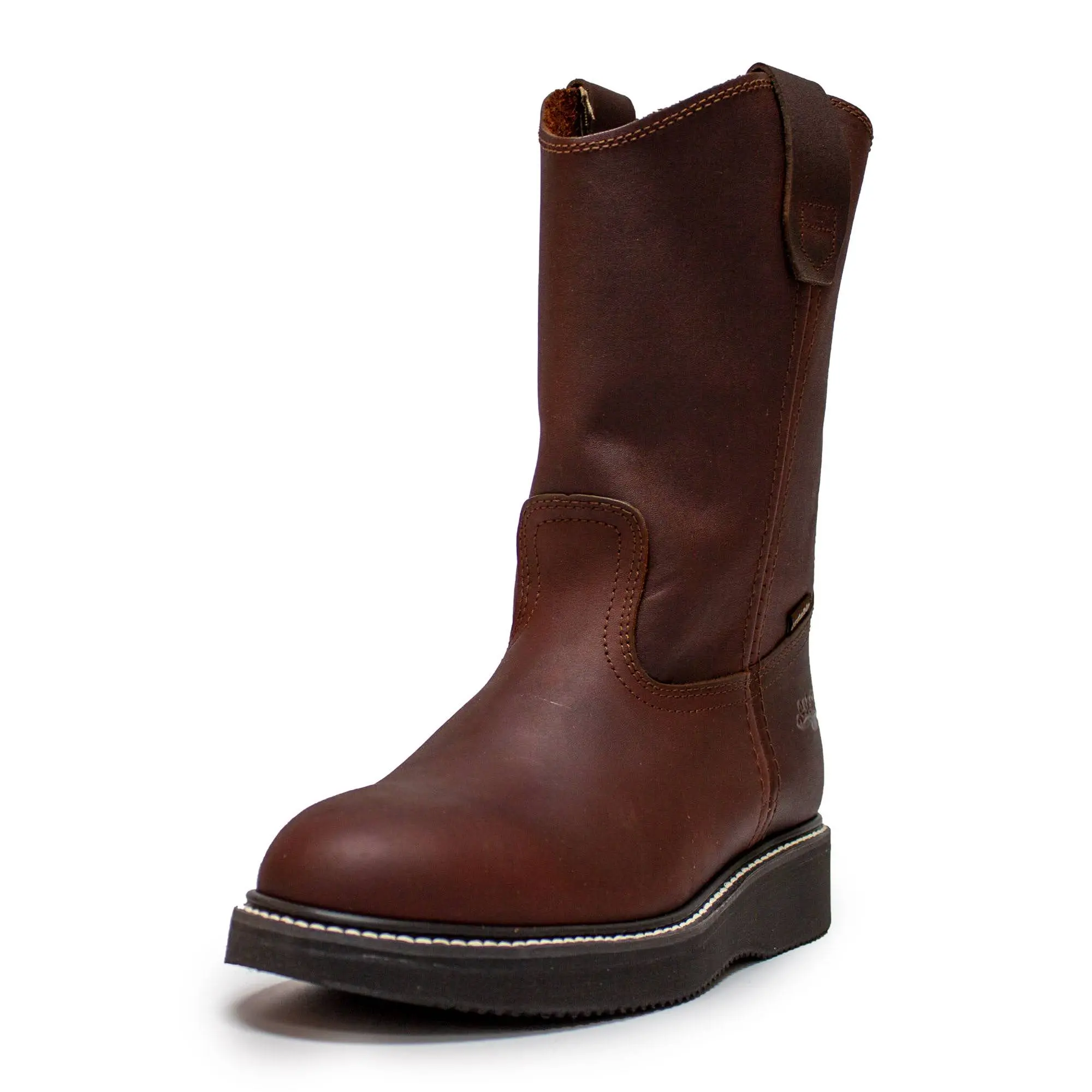 Establo Men's Round Soft Toe Work Boot 24962 - Plain Design Genuine Leather Slip-On All-Seasons Bota for Workers