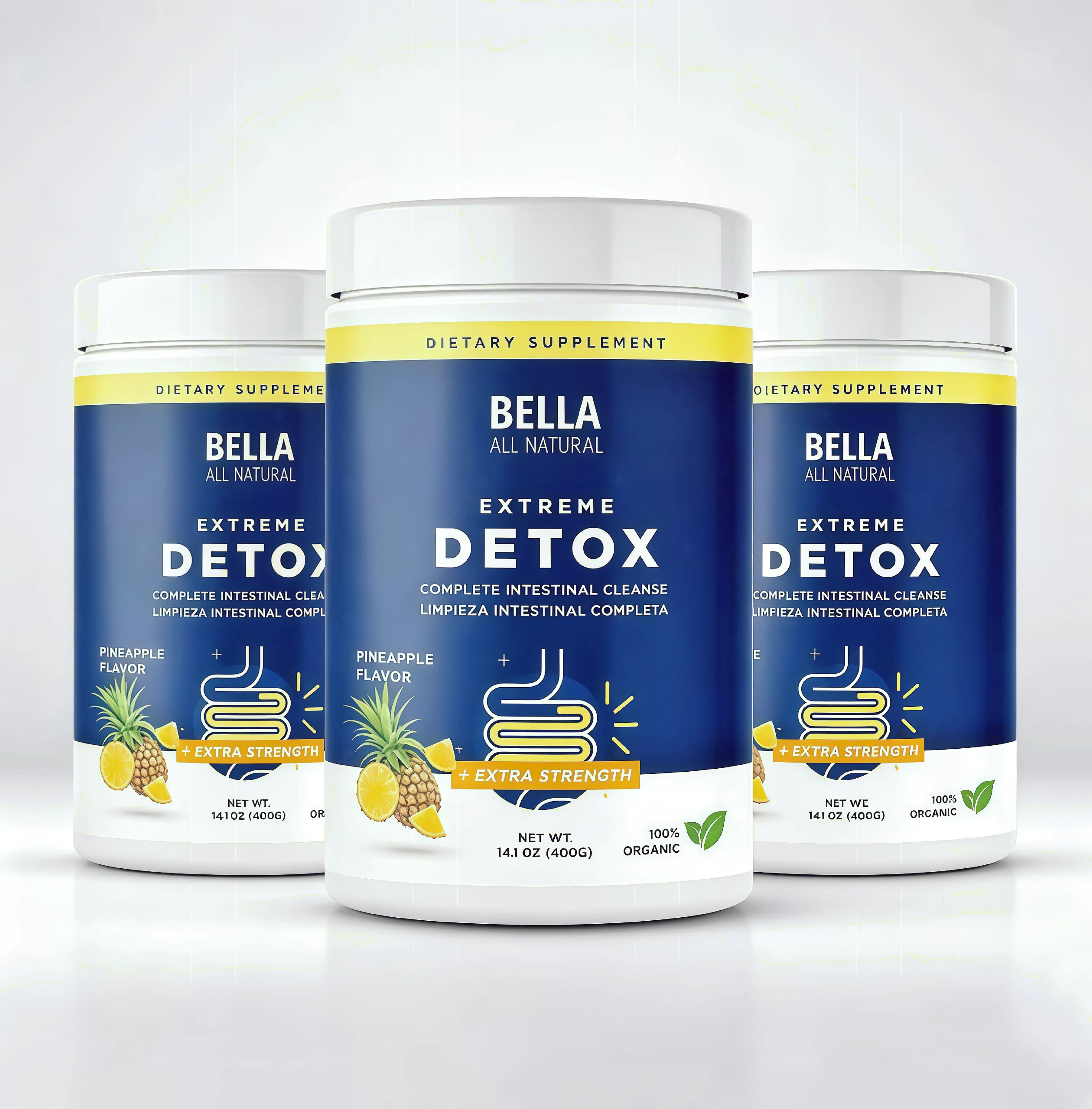 3 Pack Bella All Natural Extreme Detox Powder NV (Pineapple)