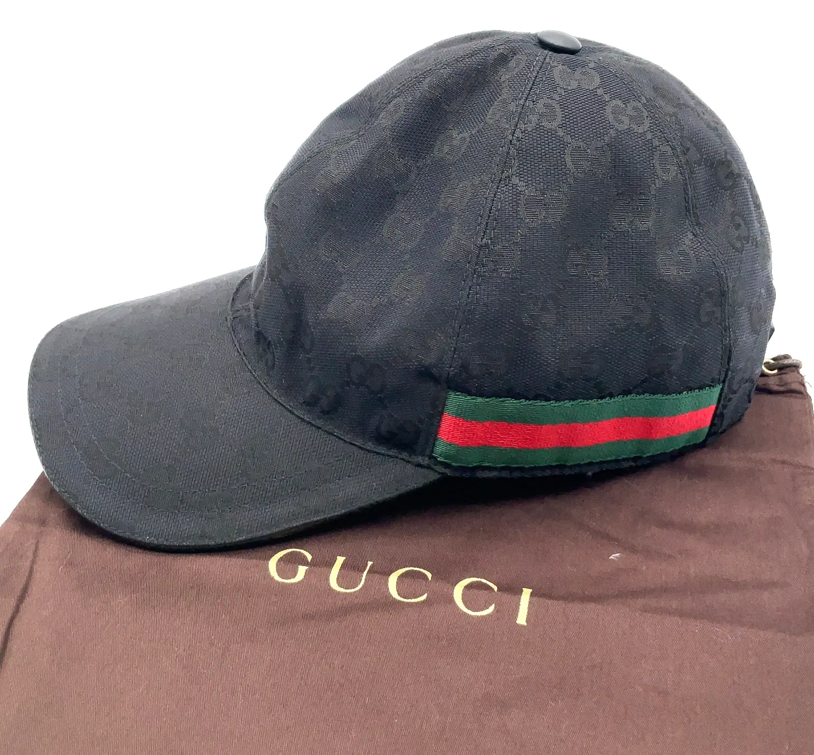 Pre-owned Auth GUCCI GG Web Sherry Line Baseball Cap 200035 Black XL 60 WDustbag i061432 12627483824/256418