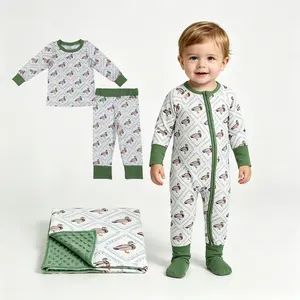 Baby Boys Fitted Character-Themed Hunting Mallard Duck Long-Sleeved Jumpsuit - Cozy Double-Ended Zipper Infant Sleepwear, Baby Boys Clothing Sleep Suit