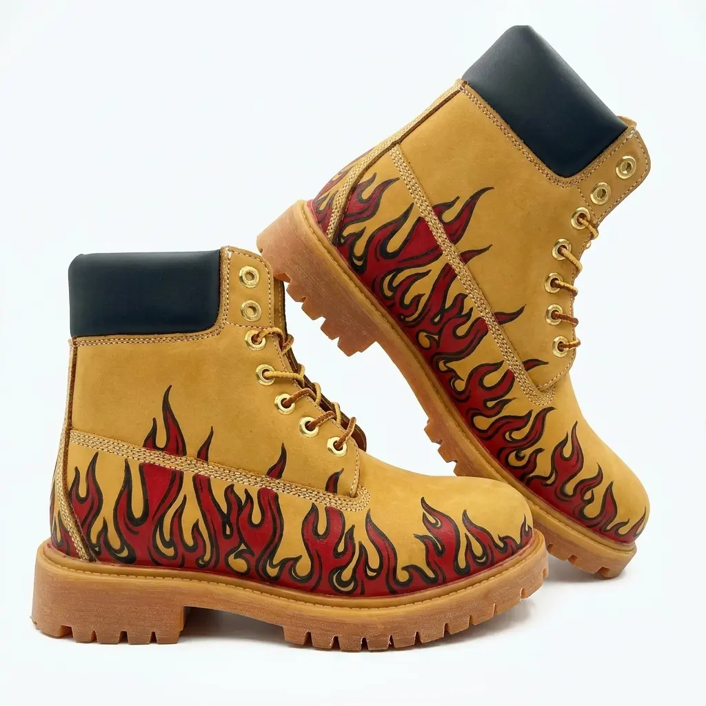 Hand-painted work boots, American men’s work boots, customizable patterns, colorfast—won’t fade. Non-slip, sturdy hiking boots; high-top motorcycle boots outdoor men pro