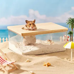 1pc Rectangular Hamster Bath Tub with 3 Sand Shovels, Dual-Purpose Bathtub & Toilet for Pygmy Hedgehogs & Gerbils, Plastic Pet Supplies