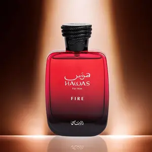 Hawas Fire For Him Eau De Parfum Spray 100ML(3.38 Oz) Bold Long Lasting Arabian Perfume For Men With A Fiery Essence - Indulge In A Luxurious Perfume Men That Captures Masculine Elegance And Strength