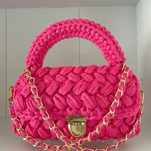 Pia's Handmade Crocheted Bags with Gold Chain chain sling and lock buckle Design Fashion Accessory