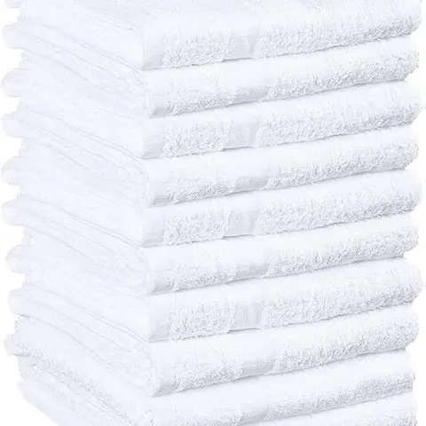 White Salon Towels - 16 x 27 Inch Soft Cotton Hand Towels for Hair Stylists, Barbers & Spas - Quick Dry, Durable Towel for Facial, Pedicure, Manicure & Massage Use - Pack of 12