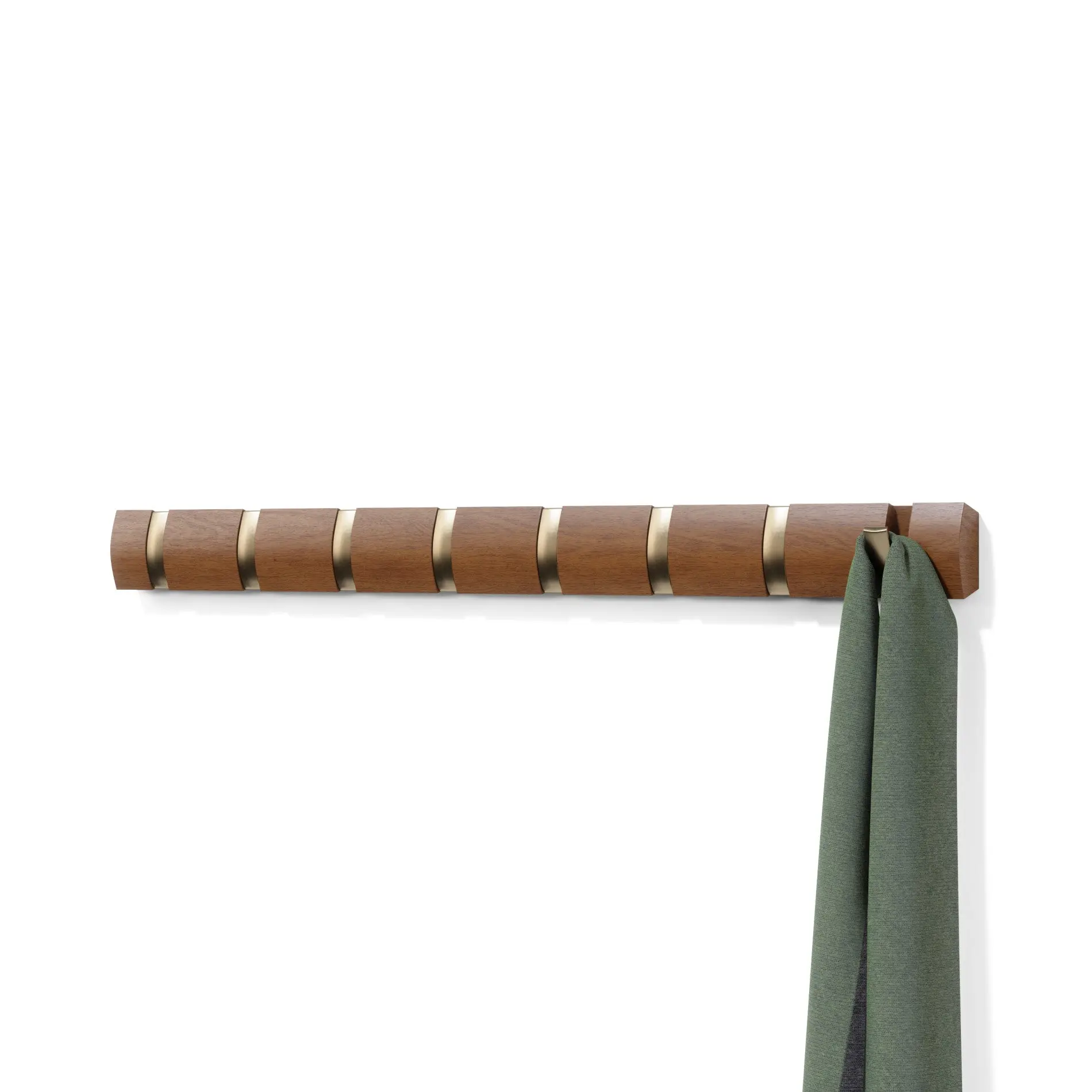 Umbra Flip Wall-Mounted Coat Rack, Modern Space-Saving Design with Retractable Hooks Interior Decor Organizer