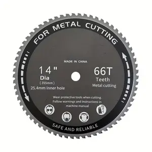 14" Heavy-Duty Industrial Cold Cutter Saw Blade with 66T Teeth & Carbide Tips - J-Steel Blade, 2.2mm Low-Spark cut, Silent Operation, 1" Bore for Rebar, Pipe, Angle Iron, Channel, Round Bar (Compatible with noise-reducing heat vent