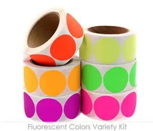 2" Permanent Round Color-Code Dot Variety Kit (Fluorescent), Inventory Labels: 3,000/Kit