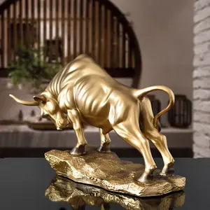 New Creative Luxury Bull Resin Figurine Sculpture, Living Room Wine Cabinet Bookshelf Office Art Home Decor, Unique Gift Idea
