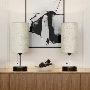 Modern Zipper Linen Cylinder Table Lamp