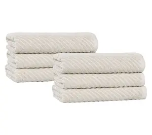 Superior 2-Piece Amelia Viscose Cotton Blend Hand Towel Set, Hanging Quick-Drying Soft Absorbent Striped Pattern Towels, Quick Drying Towel