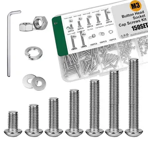 601 count M3 Nuts and  Assortment Kit, Hex Socket Button  Screws with Lock and Flat Washers, 7 Sizes 6mm 8mm 12mm 16mm 20mm 25mm 30mm