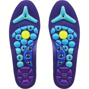Acupressure Magnetic Insoles with Shock Absorption & Arch Support - Ergonomic EVA Massage Insoles, Shock Absorbing Insoles for Men and Women, Blue & Purple Design with Magnetic Acupressure Nodes, Comfortable Foot Care