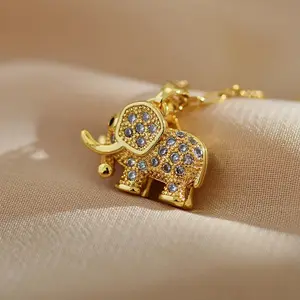 Little Bitty Elephant CZ Pendant Necklace