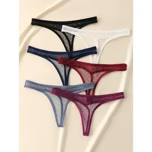 6-Pack Women's Seamless Transparent Sexy Thong Panties