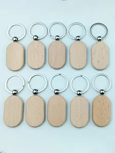 10pcs Oval Wooden Blank Keychains, DIY Wood Craft Name Tags, Holiday Gift Bag Hanging Decorations, Handmade Accessories