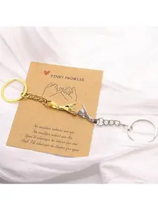 Romantic Pinky Promise Keychains for Couples – Matching Key Ring Set for Him Her, High Quality Elegant Couple Gifts for Valentines Day Anniversary Galentines Day Boyfriend Girlfriend