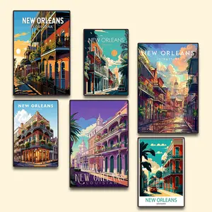 New Orleans Louisiana Vintage Travel Poster Print  Art Canvas   Artwork Painting for Bedroom Living Room Bathroom  Home  wall decor