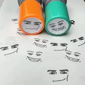 2 Counts Cute Emoji Pattern Stamps, Funny Office Supplies for Daily Use, Reusable Sticker Labels, Customizable Stickers and Custom Rubber Stamps Gift for Kids, Customized Sticker