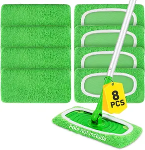 8Pcs Reusable Microfiber Mop Pads Compatible with Swiffer Sweeper,Replacement Dry Sweeping Cloths & Wet Mopping Pads Refills,Washable Mop Pads for Multi-Surface Floor Cleaning(Mop handle not included)