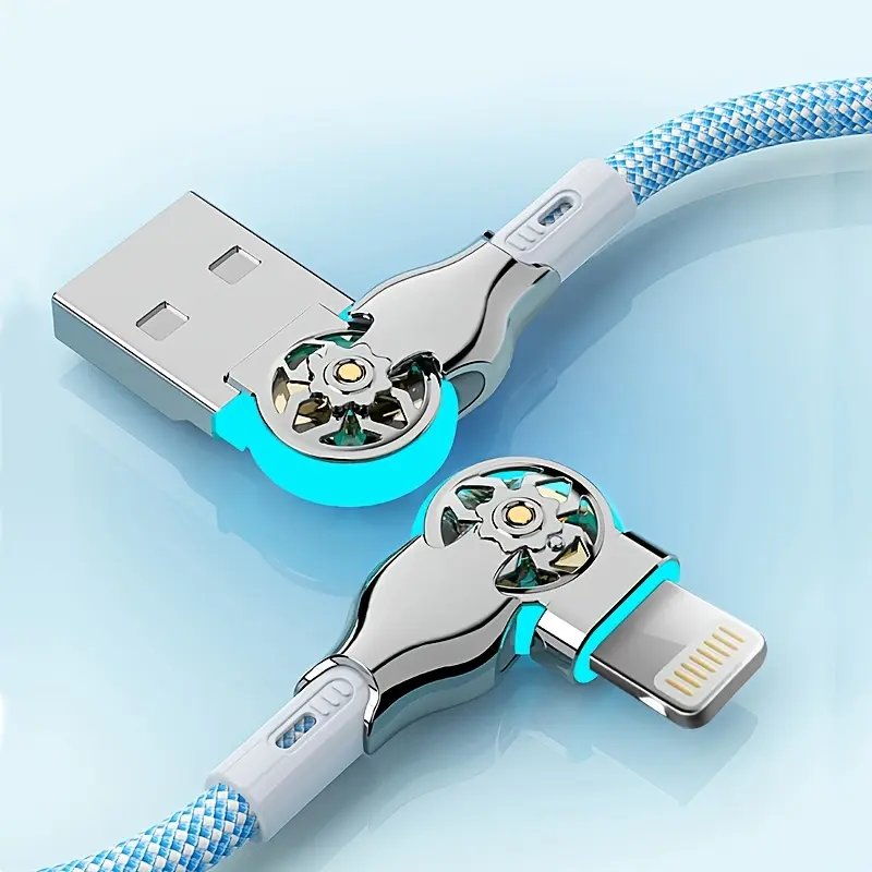 Fast charging data cable type-c micro with light double elbow rotation 40W flash charging is suitable for iPhone iQOO, Huawei Honor vivo, Xiaomi Redmi OPPO, OnePlus Samsung Sony car universal Android mobile phone charging cable