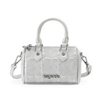 Embroidered Chopper Speedy Bag-Silver