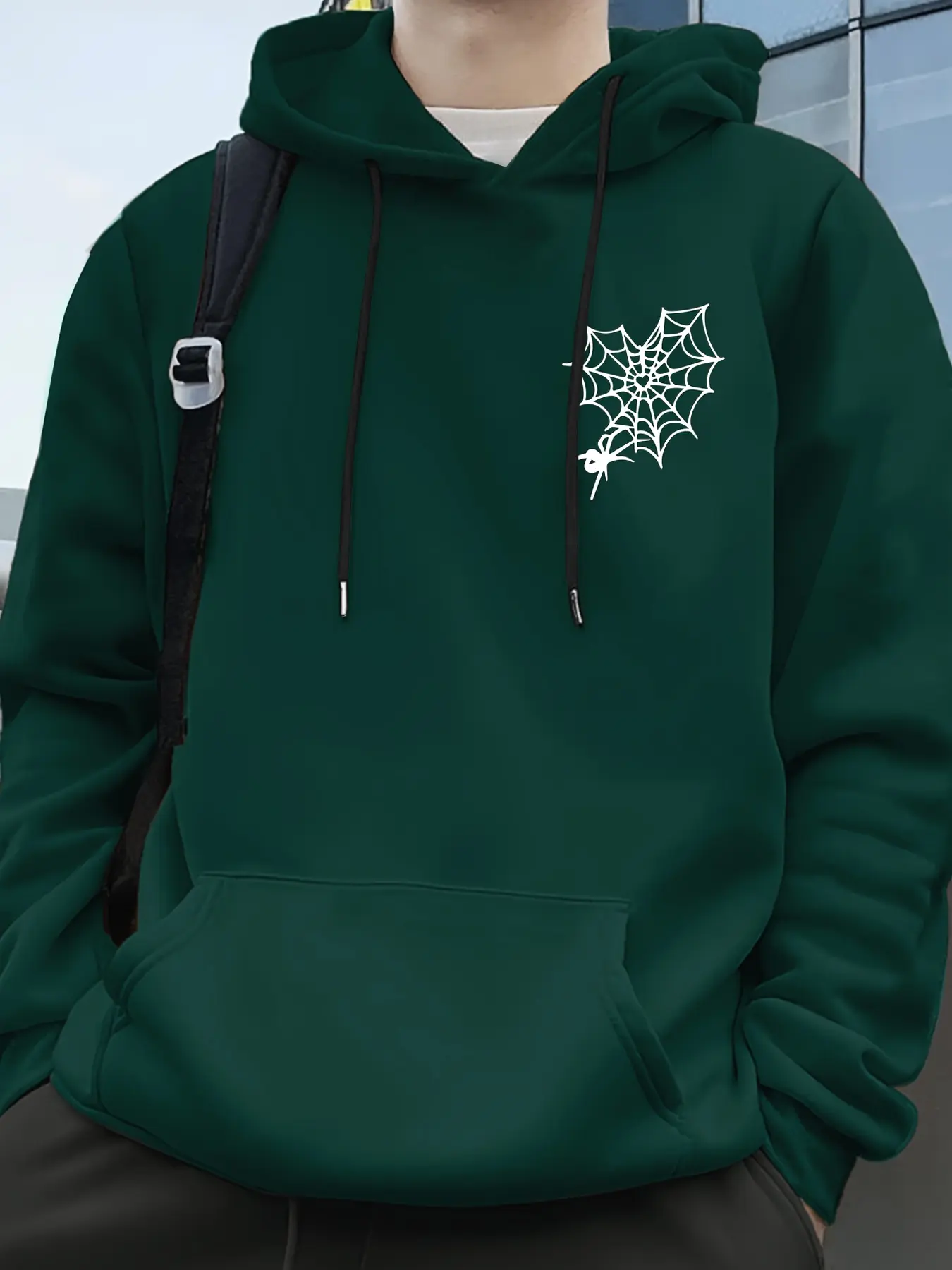 Men's Spider Print Graphic Drawstring Hoodie, Relaxed Fit, Casual Pattern Design, Perfect Gift for Friends and Family, Fashion Street Style Hooded Sweatshirt, Casual Sweatshirts, Long Sleeves