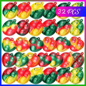 32 Pack Mini Fidget Toys for Christmas Party Favors Pop Fidget Keychain, Sensory Birthday Gifts