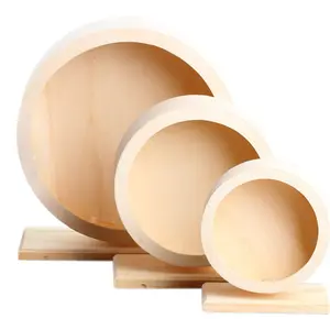 Solid Wood Silent Pet Treadmill - Wooden Wheel for Hamster Cage, Hamster Toy & Supply