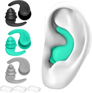 Swimming Ear Plugs for Adults,3 Pairs Waterproof Reusable Silicone Swim Earplugs for Swimming Surfing Snorkeling Showering and Water Pool,Beach,Ocean (Adults & Teens 14+)