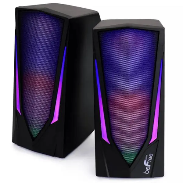 Dual 2.0 Computer Gaming Speakers with LED RGB Lights Audio Usb