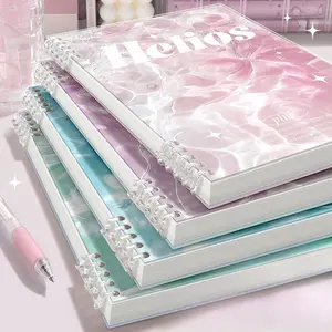 Trendy aesthetic spiral notebook with shimmering water-pattern cover, available in A5 and B5, thick smooth paper for pens and highlighters, perfect for school notes, planners, journaling and stylish desk organization, Spiral Bound Notepad