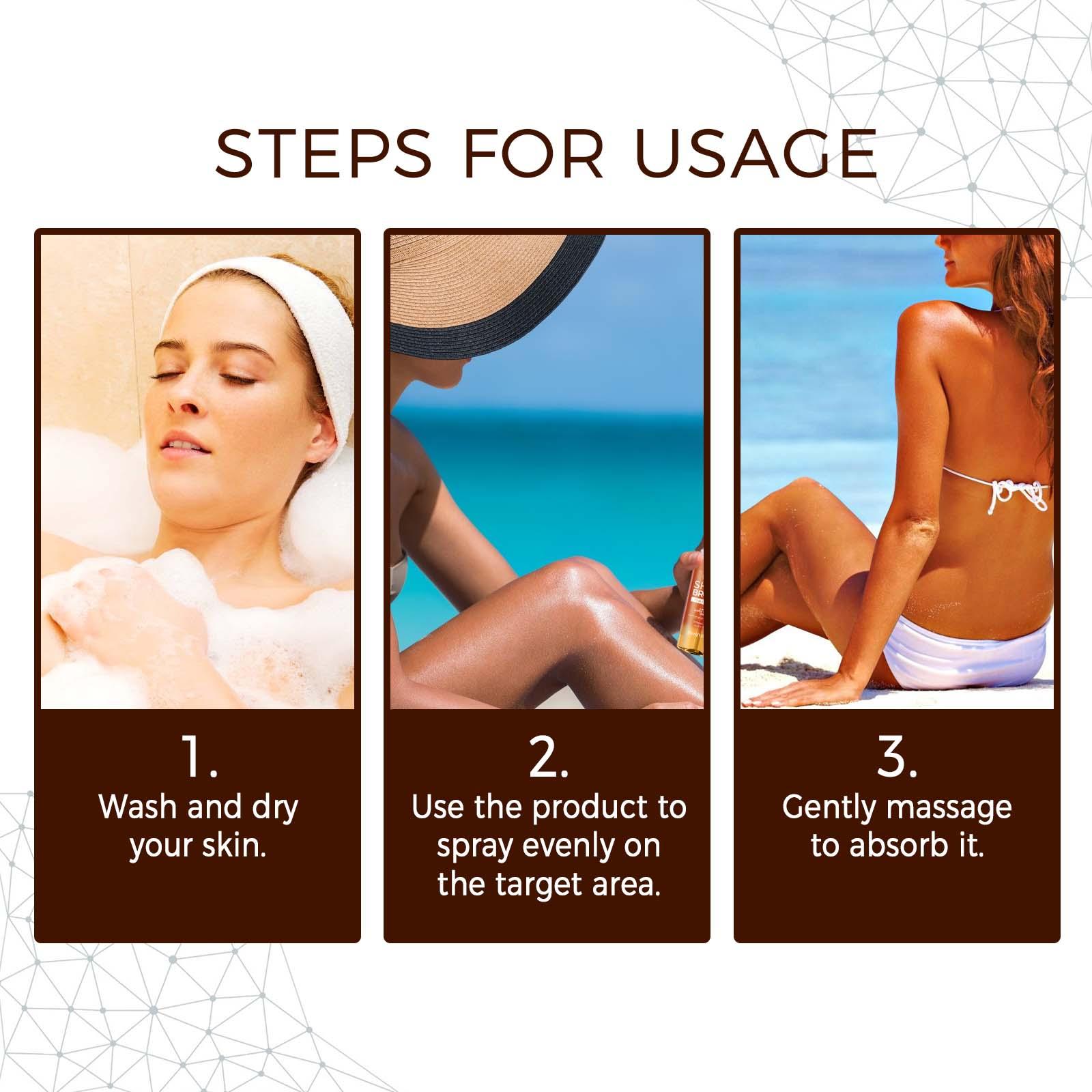 EELHOE Super Tanning Spray with Calendula & Vitamin E, Streak-Free Rapid Bronze for Face & Body, Non-Greasy Fast Absorbing Sunless Tanner, Gentle for Sensitive Skin, Indoor/Outdoor Use wipes self dark tanglow