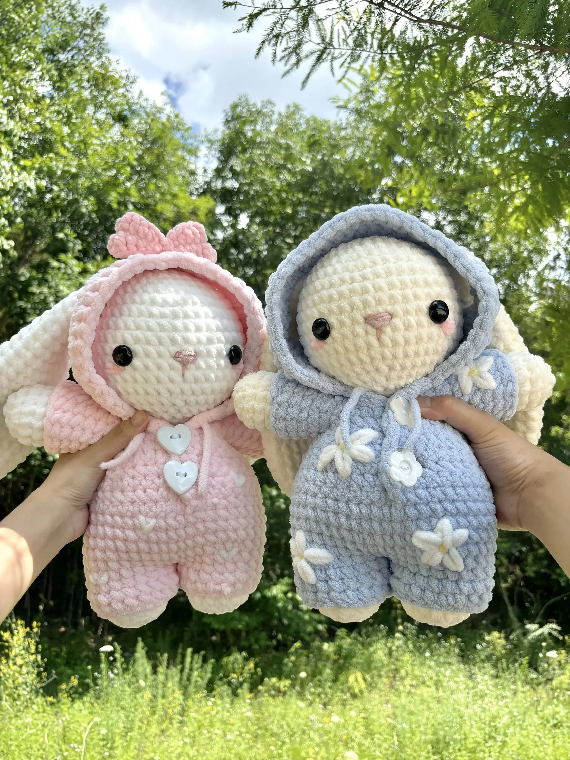 Cute Crochet Bunny Plush Doll Handmade Stuffed Rabbit Soft Kawaii Bunny Toy Cozy Gift Room Decor Birthday Gift for Kids Girls