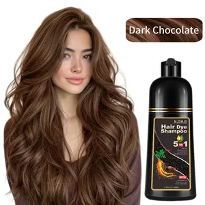 Upgraded Natural Dark Chocolate 5-in-1 Hair Dye Shampoo – Premium Herbal Formula for Men & Women, Instant Gray Coverage in Minutes, Nourishing & Long-Lasting Color, Safe & Gentle Home Haircare, 500ml  2 Complimentary Argan Hair Mask Samples
