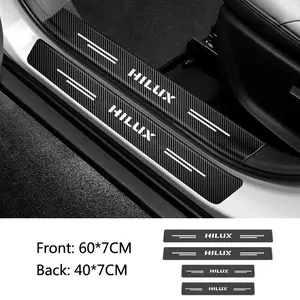 Car Threshold Protective Stickers Door Sill Scuff Plate For Toyota Hilux Logo Auto Door Entry Pedal Guards Accessories Truck Vehicle