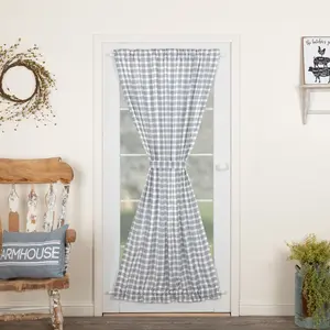 Farmstead Blue Plaid Door Panel Curtain