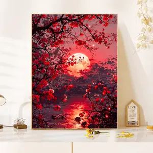 5D DIY Under The Moonlight Full Round Diamond Painting Flowers, Rhinestone Mosaic Embroidery, 30x40cm/11.81x15.75in Canvas, Handmade Gifts, Room Decoration (Toys & Hobbies DIY Needlework)