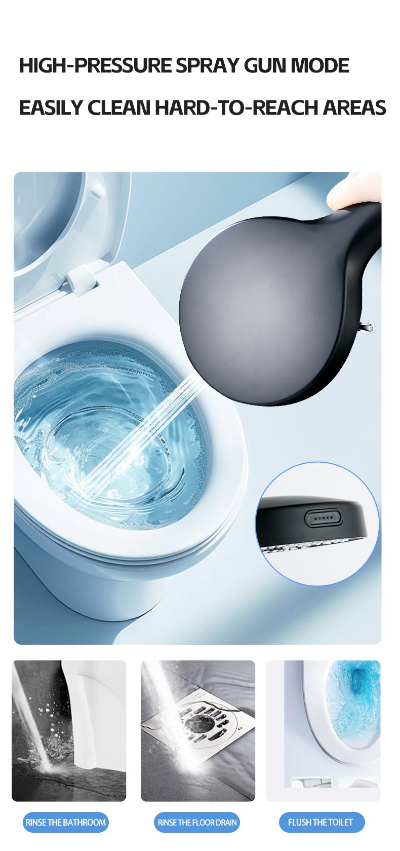 High Pressure Handheld Shower Head Combo, 5.12 Inch Rain Showerhead with 6 Spray Modes, Long Hose & Holder, Wall-Mounted Bath System, Polished/Matte Black, Works Great with Low Water Pressure, Ideal for Modern Bathroom Showers