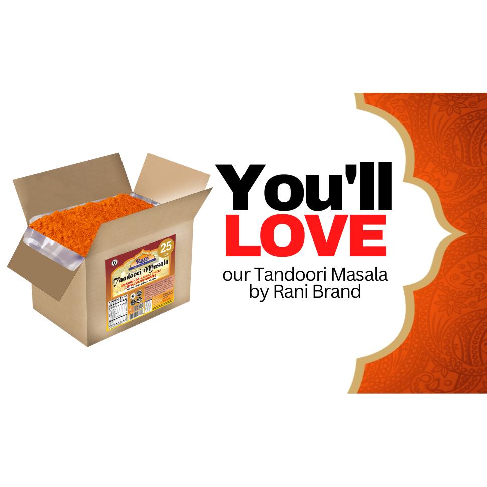 Rani Tandoori Masala (Natural, No Colors Added) Indian 11-Spice Blend 400oz (25lbs) 11.36kg Bulk Box ~ Salt Free | Vegan | Gluten Friendly | NON-GMO | Indian Origin