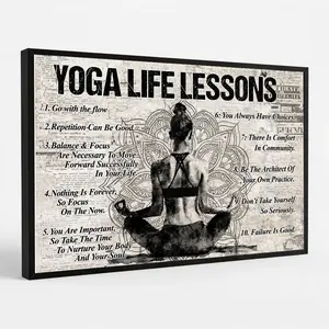 "Yoga Life Lessons" Vintage Wall Art | Inspirational Quote Print for Yoga Studio & Meditation Room | Calming Mindfulness Decor