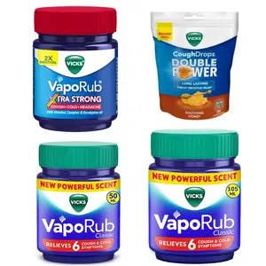 Vicks VapoRub Bundle with Honey Drops 25CT – 1.76oz / 3.53oz Options