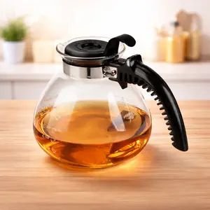 Glass Stove Top Whistling Tea Kettle 12 Cup/48oz Capacity - BPA-Free, for Gas, Electric, and Glass Ranges