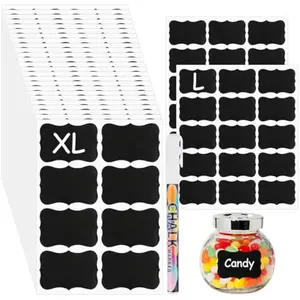 230 Pcs Labels for Jars, 2 Size Waterproof Chalkboard Labels for Food Containers, Storage Bins, Mason Jars, Reusable Blackboard Stickers with 1 Erasable Chalk Marker (Irregular Shape)