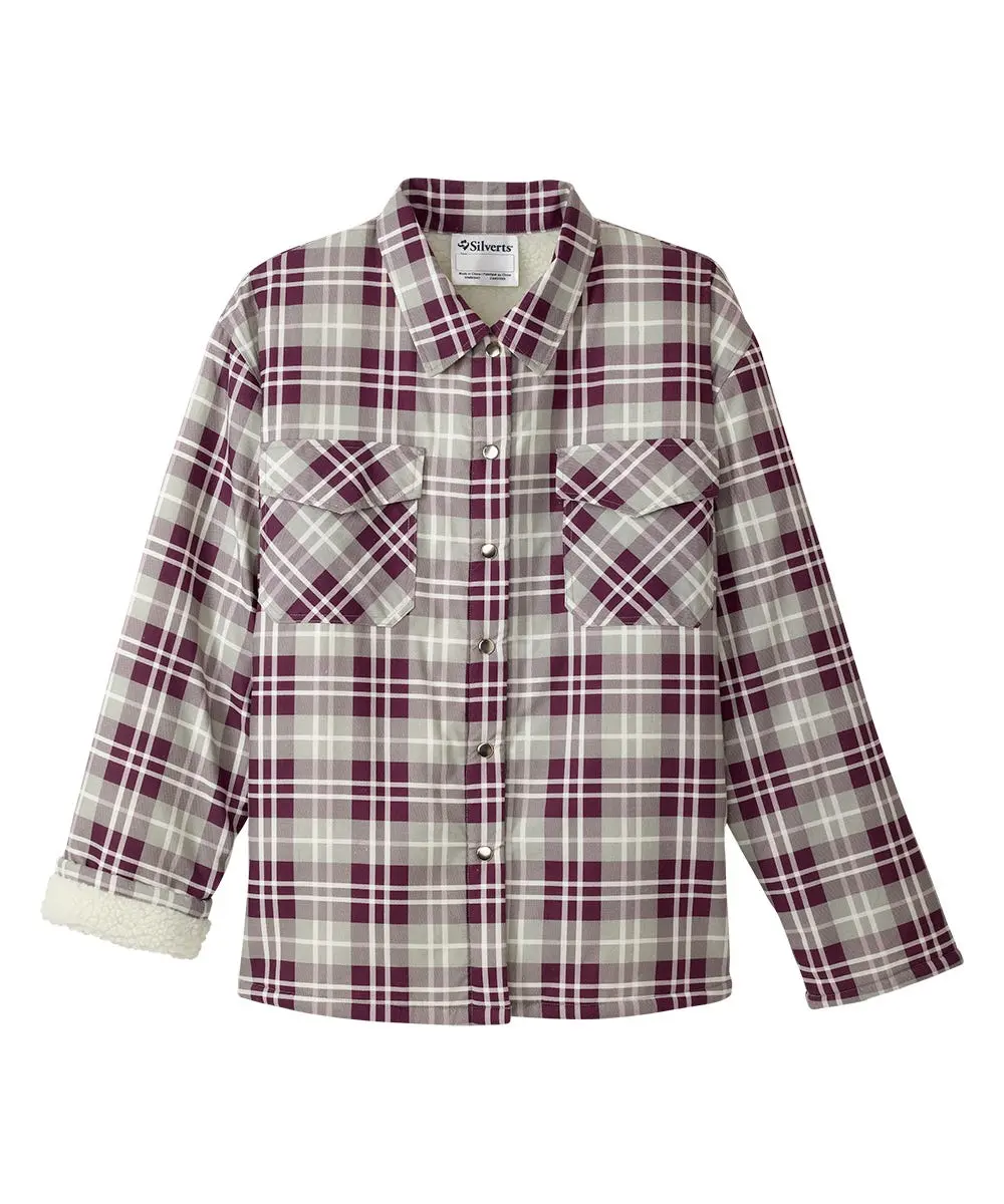 Men's Adaptive Checked Plaid Sherpa-Lined Nylon-Blend Shirt Jacket - Magnetic Front Closure, Pockets, Soft Overshirt for Seniors